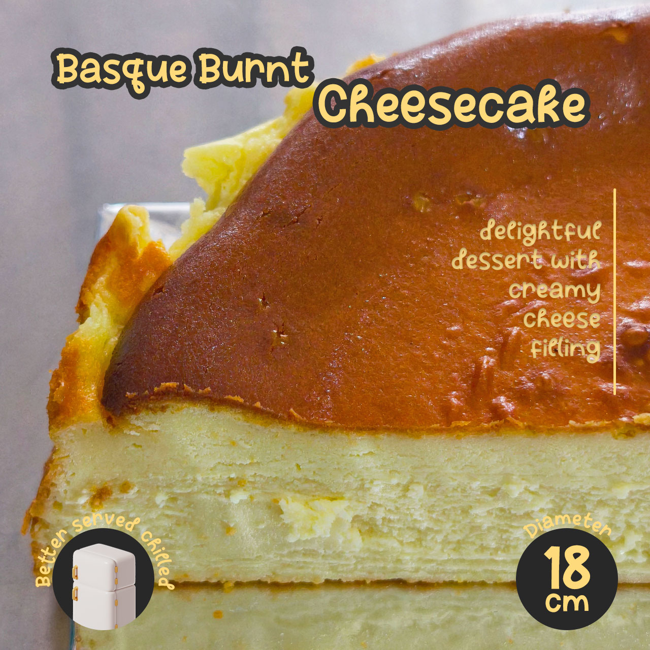 Basque Burnt Cheesecake 1 Loyang 18cm - Gambar 7