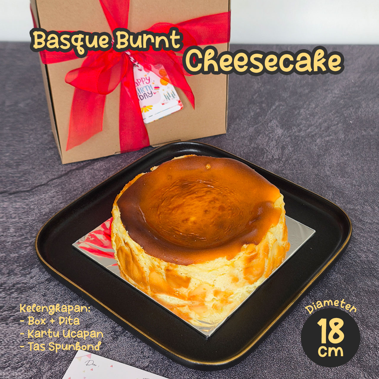Basque Burnt Cheesecake 1 Loyang 18cm - Gambar 4